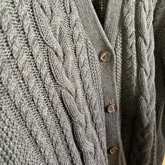 Quince Charcoal Cable Knit Cardigan - Picture 3 of 5
